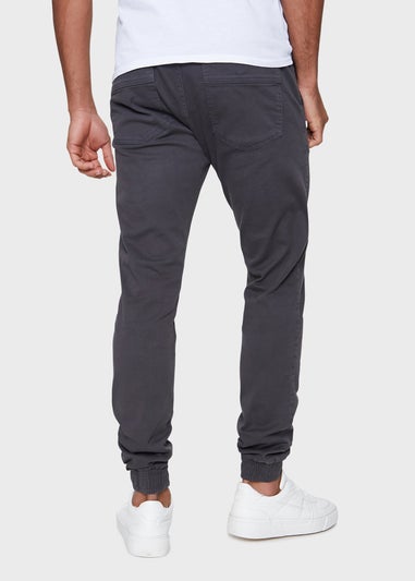 Threadbare Charcoal Metro Cuffed Casual Trousers With Stretch