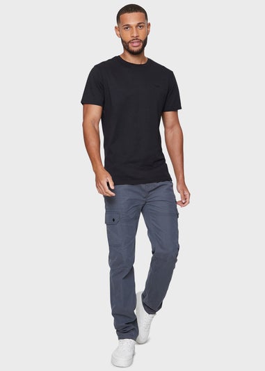 Threadbare Charcoal Pane Belted Cargo Trousers