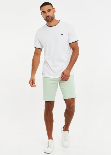 Threadbare Soft Green Cotton Slim Fit Chino Shorts With Stretch