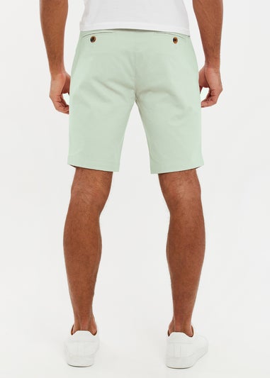 Threadbare Soft Green Cotton Slim Fit Chino Shorts With Stretch