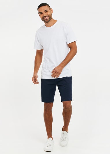 Threadbare Navy Cotton Slim Fit Chino Shorts With Stretch