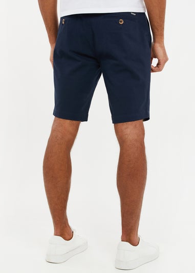 Threadbare Navy Cotton Slim Fit Chino Shorts With Stretch