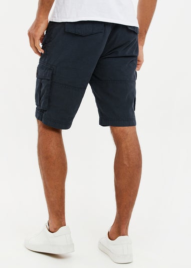 Threadbare Navy Cotton Twill Cargo Shorts