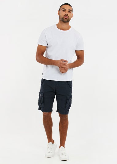 Threadbare Navy Cotton Twill Cargo Shorts