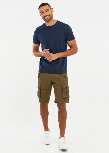 Threadbare Khaki Cotton Twill Cargo Shorts