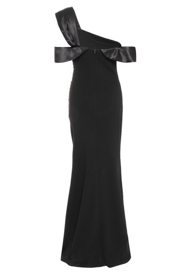 Quiz Black Asymmetric Bardot Maxi Dress