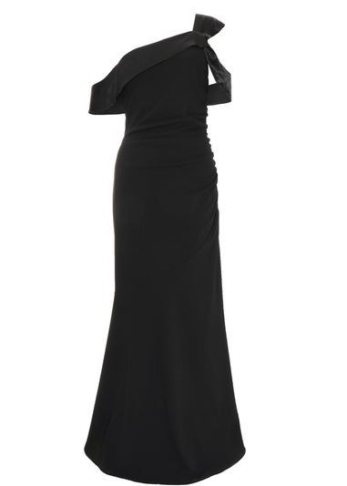 Quiz Black Asymmetric Bardot Maxi Dress