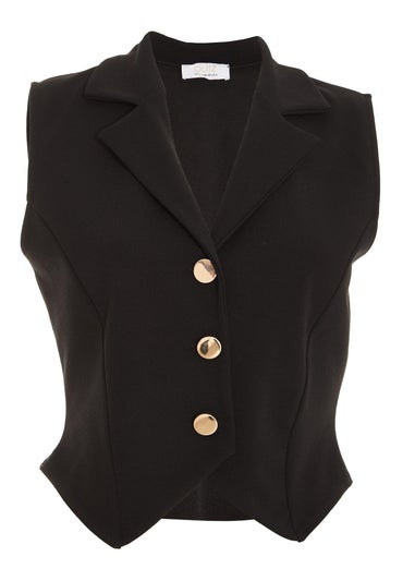 Quiz Black Buttoned Waistcoat