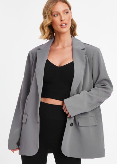 Quiz Grey Oversized Tailored Blazer