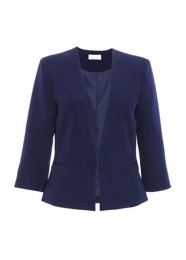 Quiz Blue Tailored Cropped Blazer