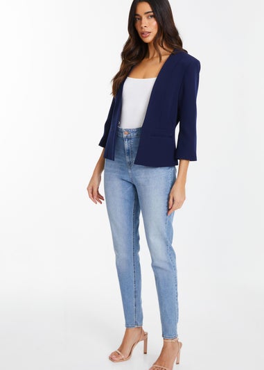 Quiz Blue Tailored Cropped Blazer