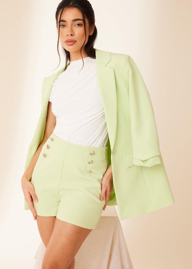 Quiz Green Button Tailored Shorts