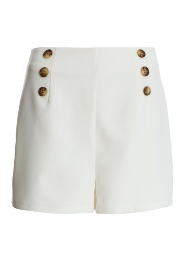Quiz Cream Button Tailored Shorts