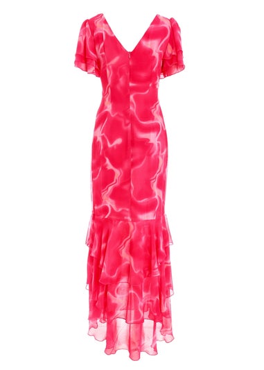 Quiz Pink Swirl Print Chiffon Maxi Dress