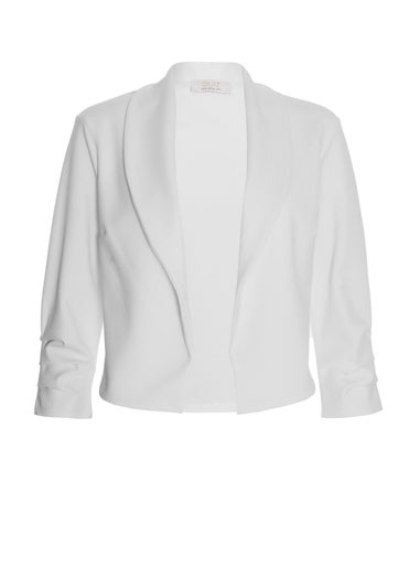 Quiz Cream Shawl Collar Crop Jacket