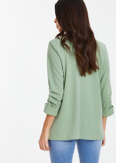 Quiz Green Ruched Sleeve Blazer