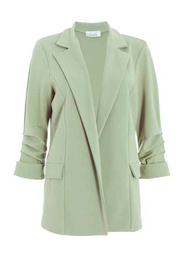 Quiz Green Ruched Sleeve Blazer