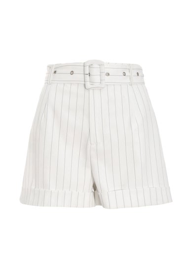 Quiz White Pinstripe Tailored Shorts