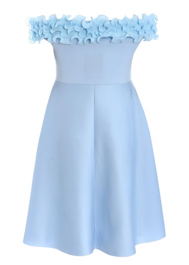 Quiz Blue Curve Bardot Skater Midi Dress