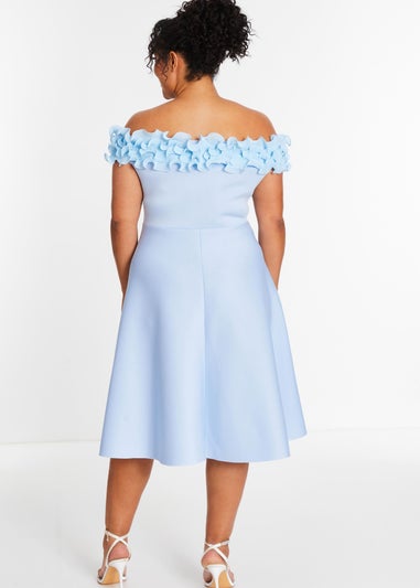 Quiz Blue Curve Bardot Skater Midi Dress