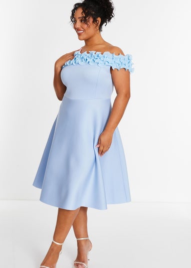 Quiz Blue Curve Bardot Skater Midi Dress