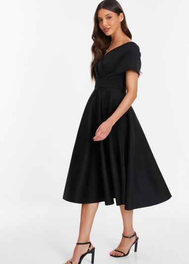 Quiz Black Bardot Skater Midi Dress