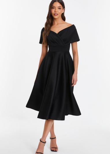 Quiz Black Bardot Skater Midi Dress