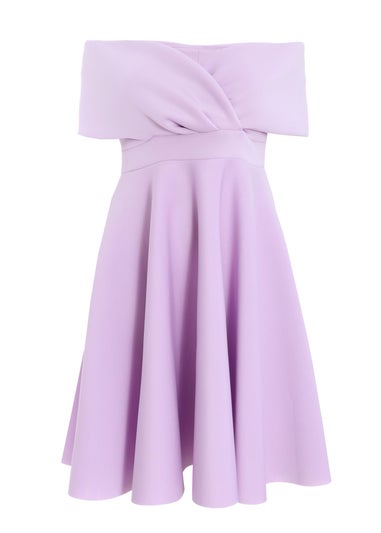 Quiz Purple Curve Midi Skater Dress