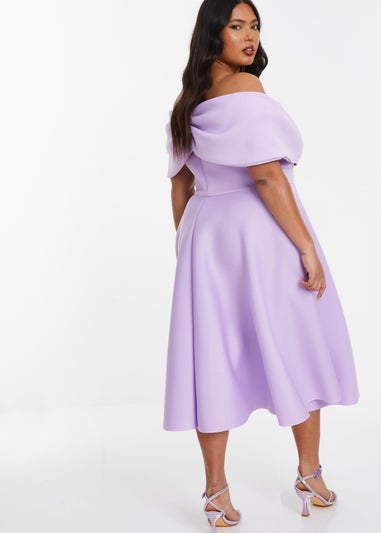 Quiz Purple Curve Midi Skater Dress