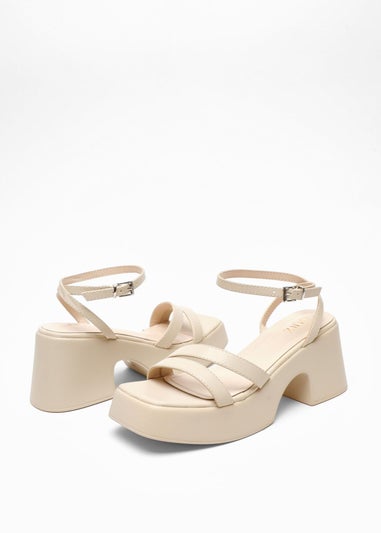 Quiz Natural Chunky Faux Leather Platform Sandals