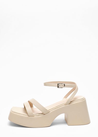 Quiz Natural Chunky Faux Leather Platform Sandals