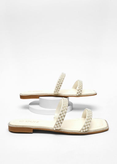 Quiz White Bridal Flat Sandals