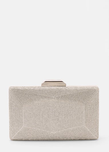 Quiz Silver Diamante Geometric Box Bag