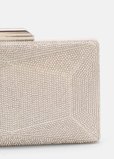 Quiz Silver Diamante Geometric Box Bag