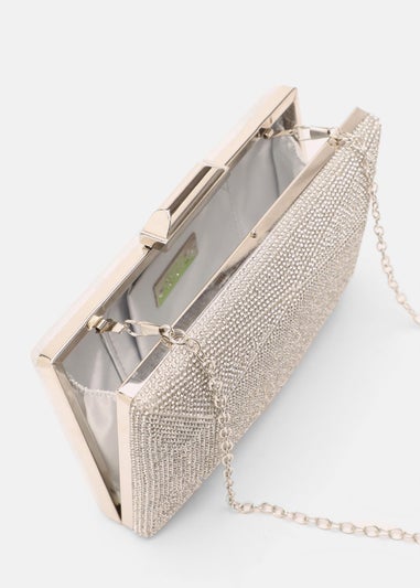 Quiz Silver Diamante Geometric Box Bag