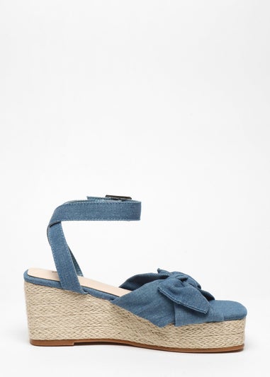 Quiz Blue Woven Bow Front Wedges