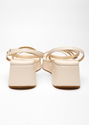 Quiz Natural Faux Leather Strappy Flatform Sandals