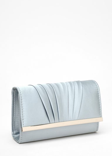 Quiz Blue Satin Pleated Clutch Bag