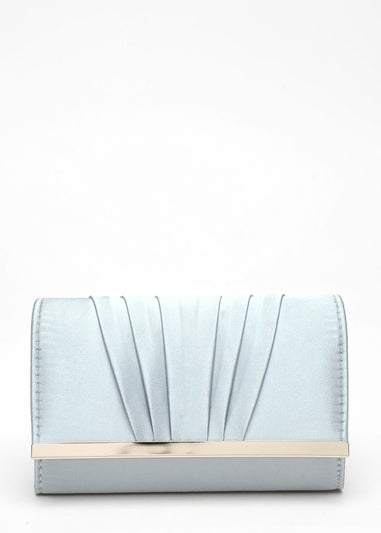 Quiz Blue Satin Pleated Clutch Bag