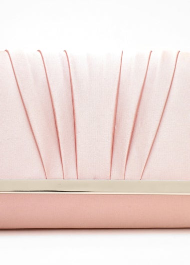 Quiz Pink Satin Pleated Clutch Bag