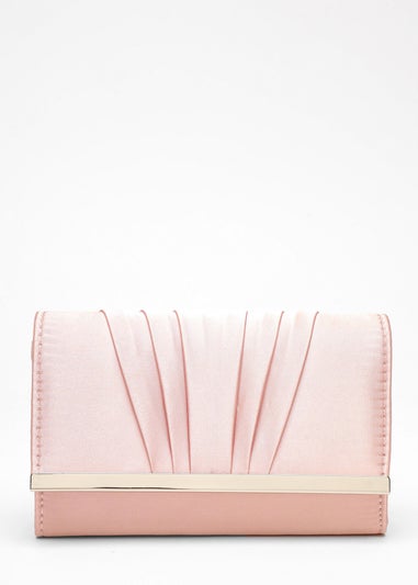 Quiz Pink Satin Pleated Clutch Bag