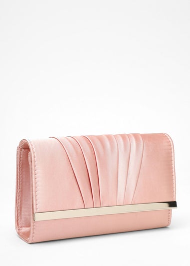 Quiz Pink Satin Pleated Clutch Bag