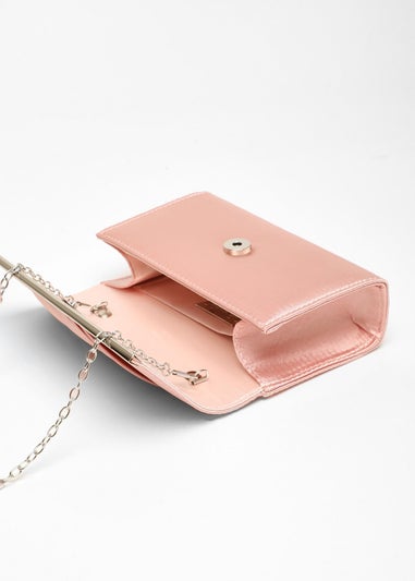 Quiz Pink Satin Pleated Clutch Bag