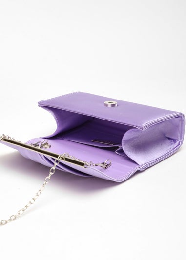 Quiz Lilac Satin Pleated Clutch Bag