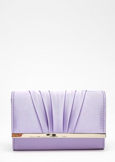 Quiz Lilac Satin Pleated Clutch Bag