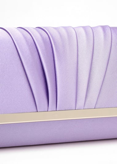 Quiz Lilac Satin Pleated Clutch Bag