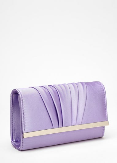 Quiz Lilac Satin Pleated Clutch Bag