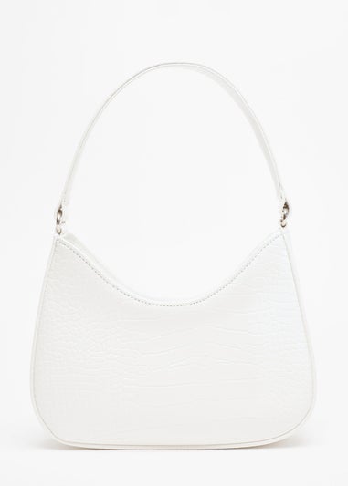 Quiz White Croc Faux Leather Shoulder Bag