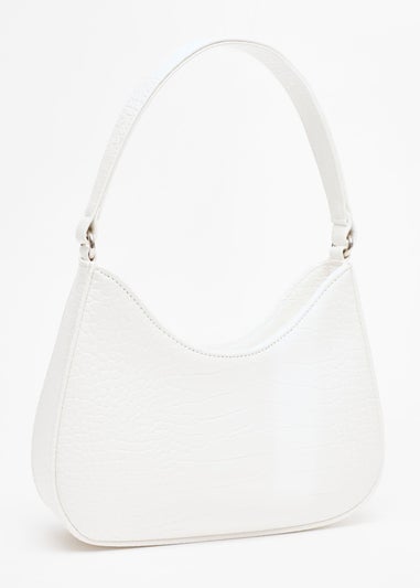 Quiz White Croc Faux Leather Shoulder Bag