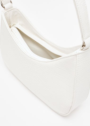 Quiz White Croc Faux Leather Shoulder Bag